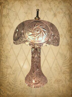 Woodland Whispers 🍃🧚‍♂️ Vintage Crystal Lamp Pinwheel Cut Electric Table Lamp